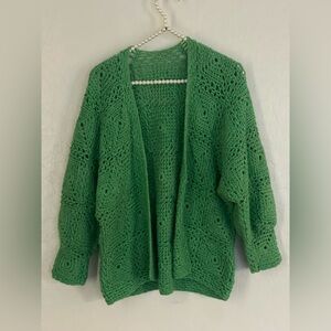 Emerald Green Crochet Cardigan